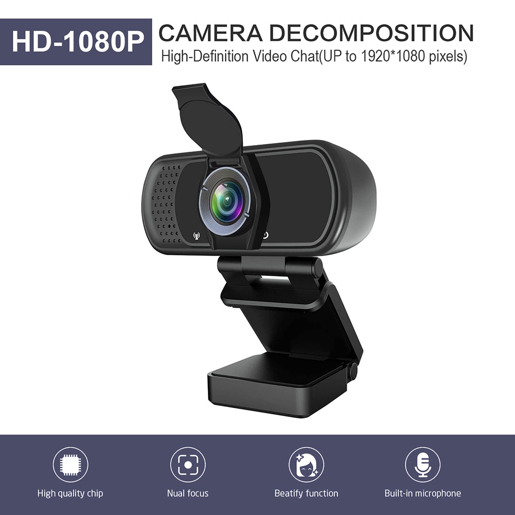 Portátil 1080p hd usb webcam vídeo ao vivo em linha fixo foco mic web câmera de vidro lente cmos sensor de imagem