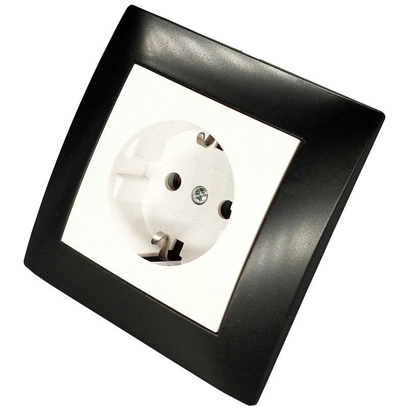 Wall socket singel Socket withearth with brown color frame European standard DIY Socket 16A 250V Decorative