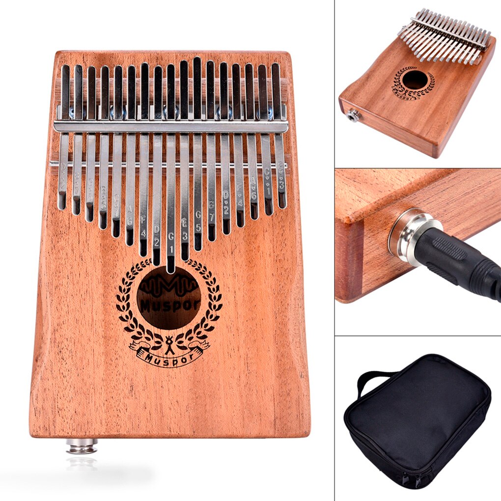 17 Keys EQ kalimba Acacia Thumb Piano Link Speaker Electric Pickup calimba Bag Cable Solid Wood Kalimba Musical Instrument Sanza