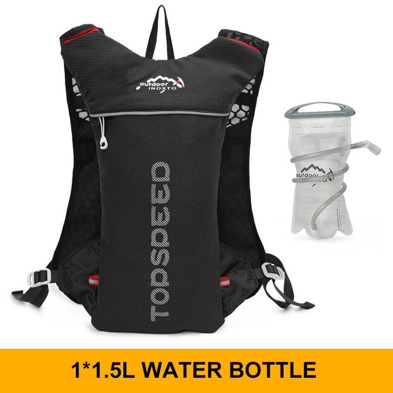 Trailrunning-Ultraleichter 5L Rucksack, Lauf-Hydrationsweste, Marathon-, Fahrrad 1,5L 2L Wasserbeutel: schwarze farbe
