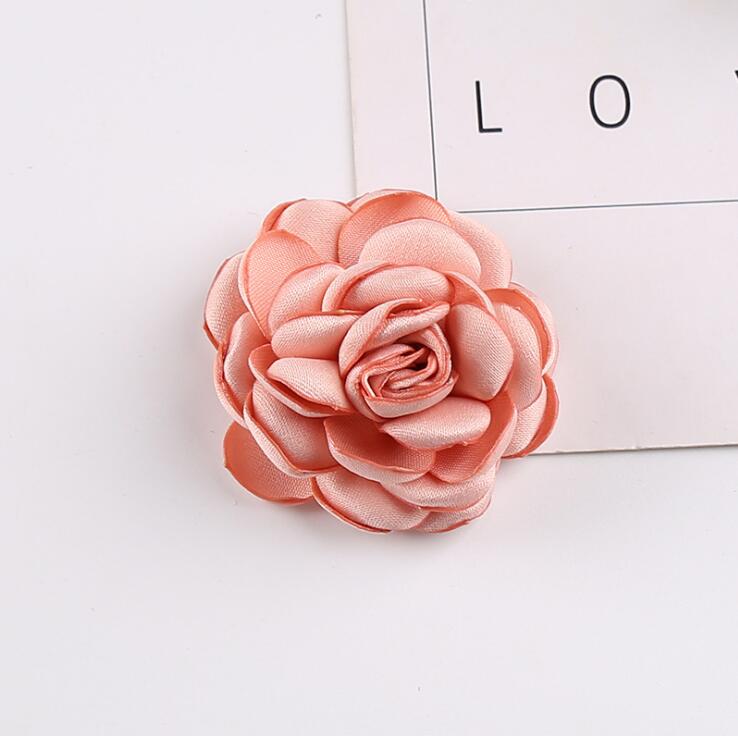 5 st 5.5cm satintyg konstgjorda blommor handgjorda diy tygblommor för bröllopsfest hantverk hem diy dekoration: Rosa