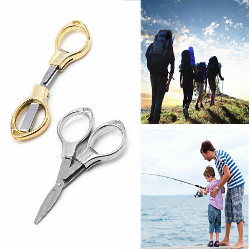 1Pcs Folding Camping Stainless Steel Scissors Keychain Fishing Scissor Pocket Mini Cutter Crafts Sewing Safe