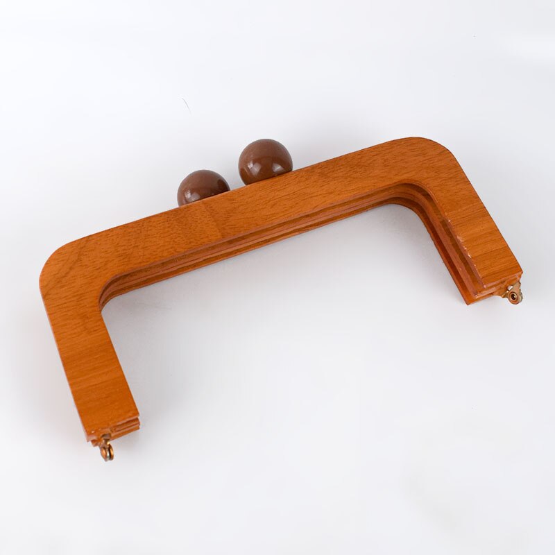 Deepeel-marco de madera con asa para bolso, cierre de cierre con cierre de beso, hebillas de bloqueo, accesorios DIY para bolsos, 20x8cm, 1 ud.: Brown