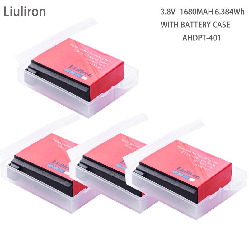 Batería de AHDBT-401 de 1680mAh para Gopro Hero 4, cargador de 3 lotes para Go Pro Hero 4, batería AHDBT 401, accesorios de cámara, 4 Uds.: 4battery