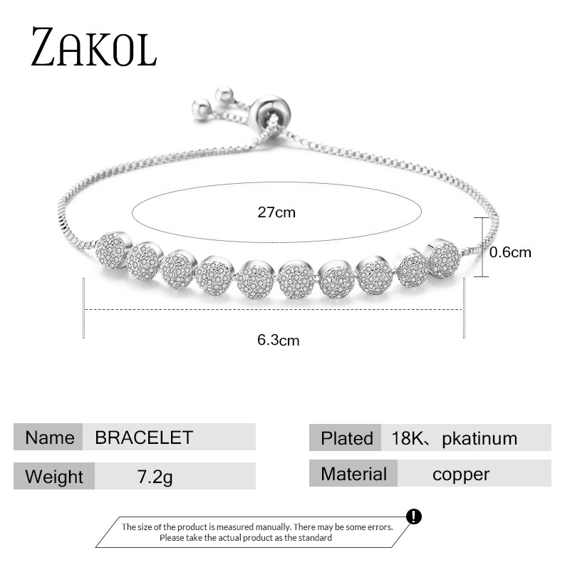 Zakol Semi-Cirkel Shining Aaa Zirconia Crystal Pave Verstelbare Cz Armbanden Voor Vrouwen FSBP2059