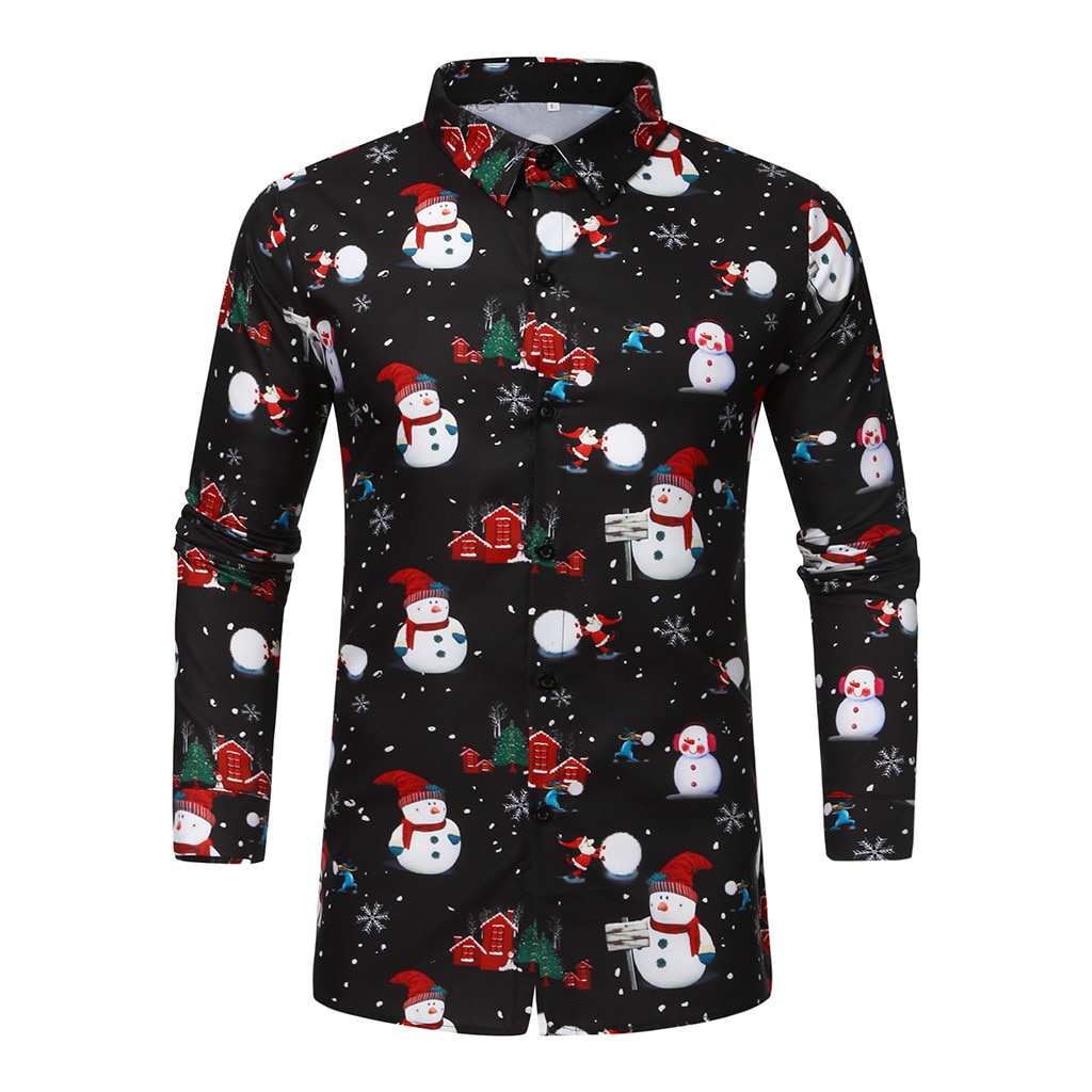 2020 camisa de natal dos homens camisa de manga lo... – Vicedeal