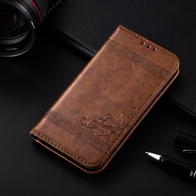 AMMYKI 5.5'For ASUS Zenfone 4 Selfie Lite ZB553KL Case PU leather Cover 5.5'For Asus ZenFone Live Plus X00LDA X00LDB case: Brown
