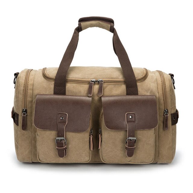 35l unisex canvas outdoor sporttas voor heren, multifunctionele weekendtas, schoudertas, reistas, fitnesstas, crossbodytas: Khaki