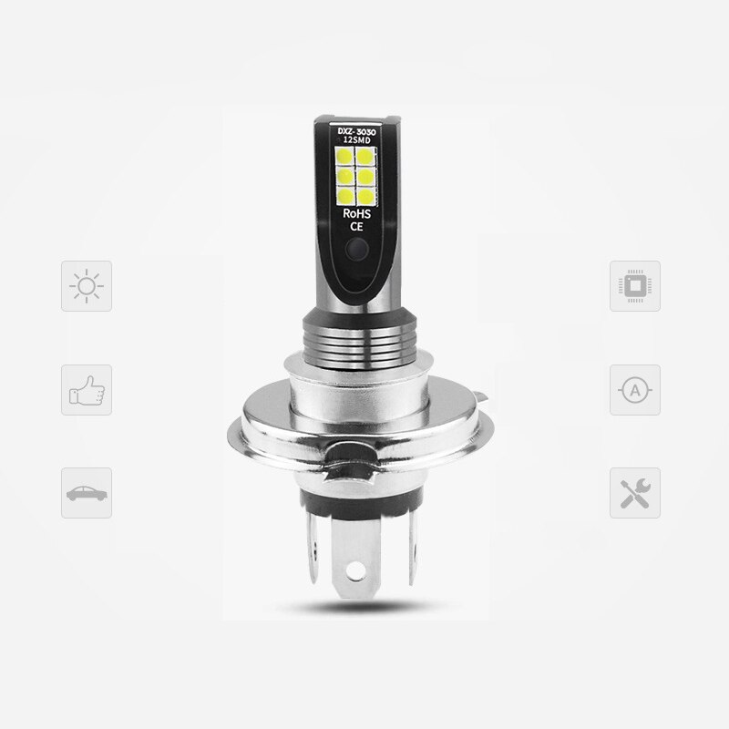 2 stuks waterdichte  h4 24w auto koplampen koplampen 12 led mistlampen conversiekit super heldere led lamp 6500k