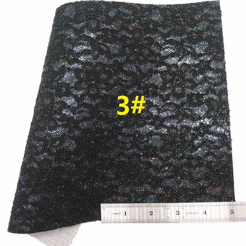 Black Glitter Leer, Stippen Gedrukt Glitter Stof, iriserende Synthetisch Leer Voor Boog A4 21X29Cm Twinkling Ming KM276: 3