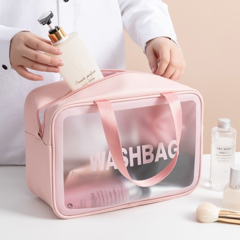 Stijlvolle brief toilettas pu make-up tas transparante reisorganizer toilettassen hoge capaciteit waterdichte dames cosmetische tassen