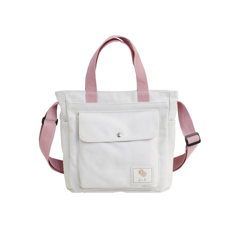 feminina femmes sacs à main fourre-tout en toile de coton pliable recyclable sac à bandoulière Messenger femme jeunesse loisirs seau sac fille: 04 White