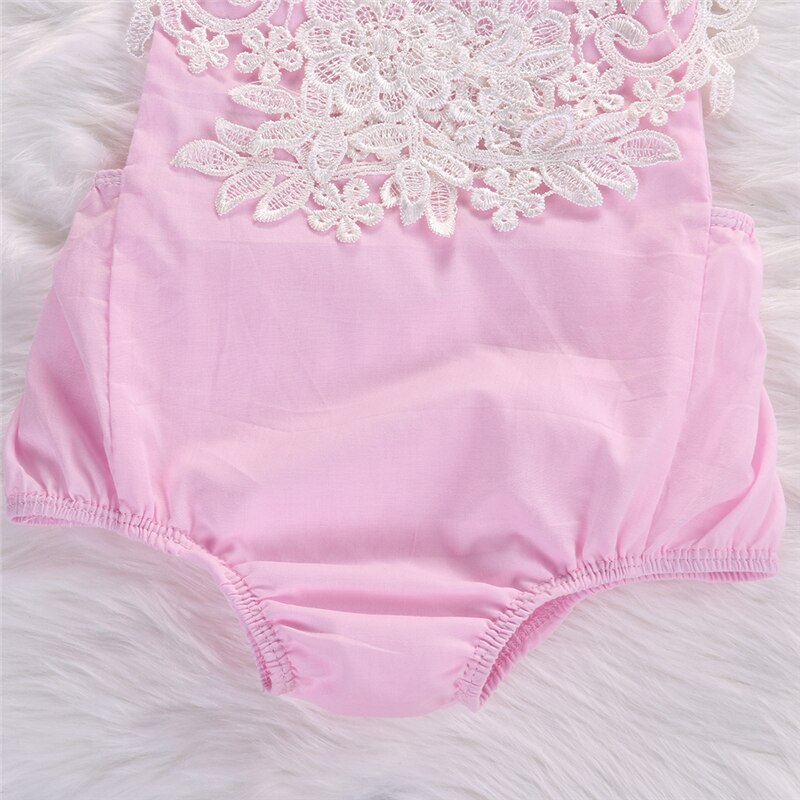 Sommar nyfött spädbarn bebis flicka spets blommig byxdress jumpsuit outfit sommar bomull rosa baby flicka kläder byxor set