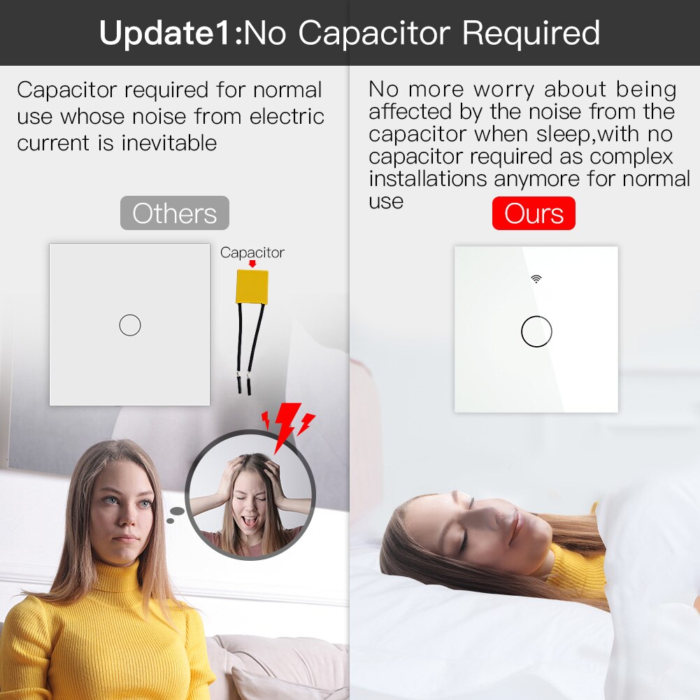 Zigbee-wand-touch-lichtschalter mit/ohne neutralleiter, ohne kondensator, kompatibel mit smart life/tuya, alexa und google hub erforderlich