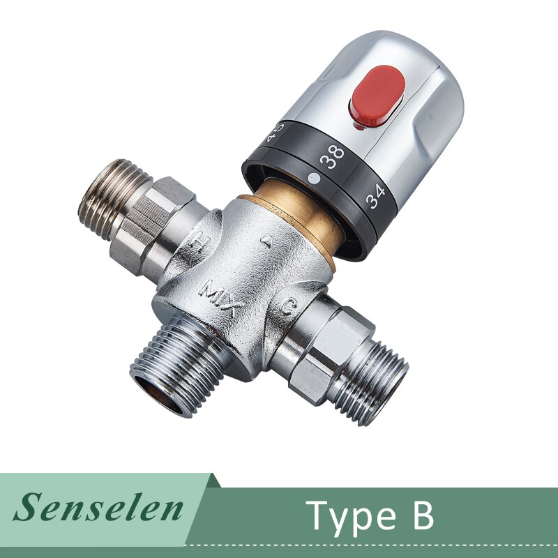 Thermostatic Mixing Valve Brass Standard 1/2 Temperature Control Shower Faucet Valve Thermostat for Bathroom Kitchen Faucet: Yellow
