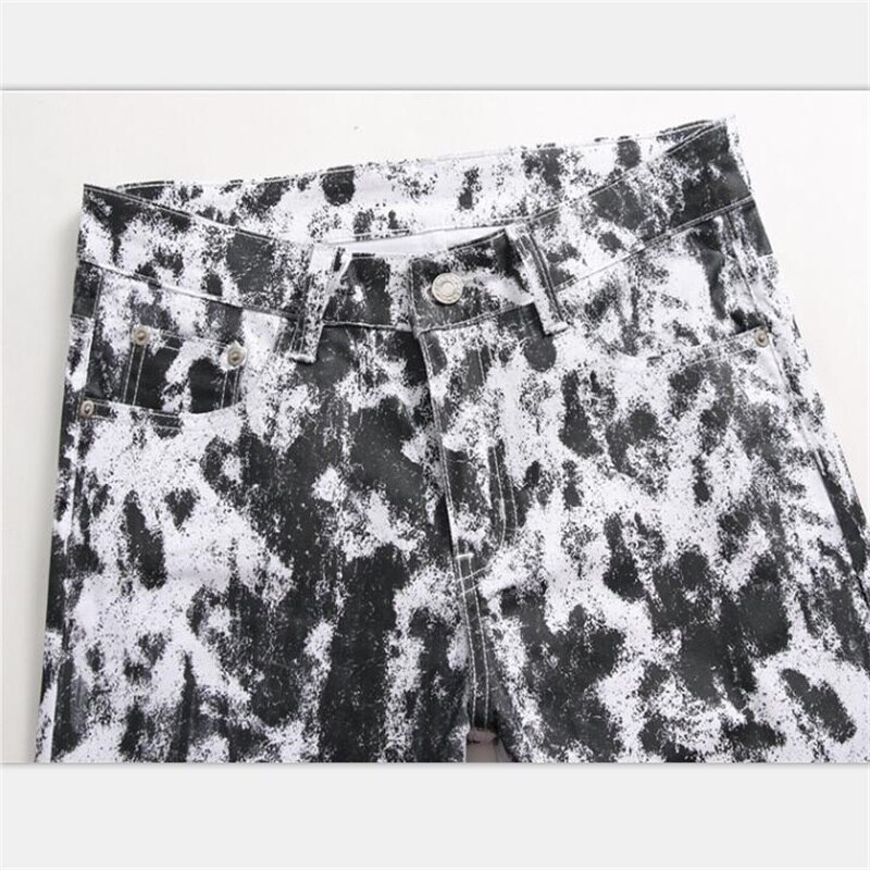 Kleurenprint heren jeans 100%  katoenen slim jeans broek heren broek  #5640