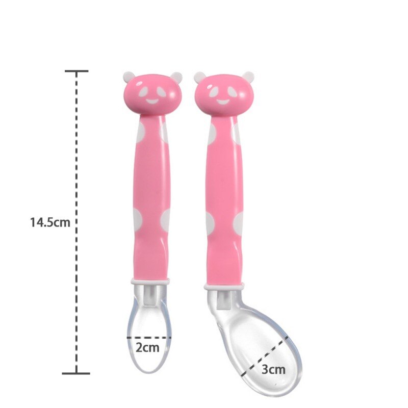2 Stuks Baby Veiligheid Temperatuur Sensing Baby Silicon Lepel Kids Kinderen Bestek Voeden Lepels Veiligheid Zachte Lepel Baby Bestek