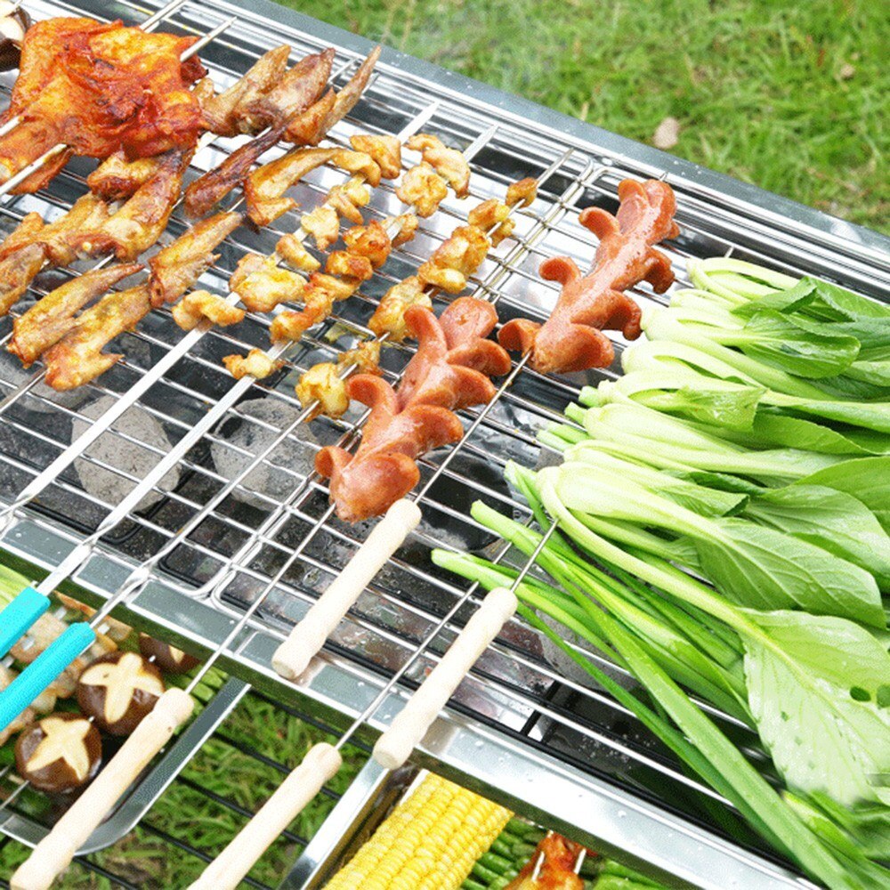 8 stücke Stahl Spieße BBQ Werkzeuge einstellen