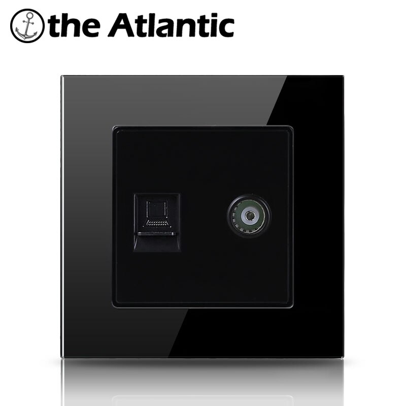 Atlectric  rj45 & tv-portar dubbla  rj45 datauttag tv-port vägguttag dator tv-kontakt paneluttag härdat glas