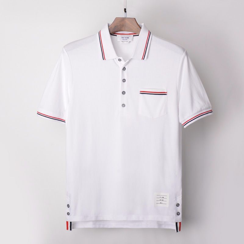 men's summer with pocket short sleeve smart casual men dyed cotton polo shirts for male: White / M