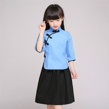 Children's Chinese style student wear girls costumes summer retro wind chorus suit graduation class service