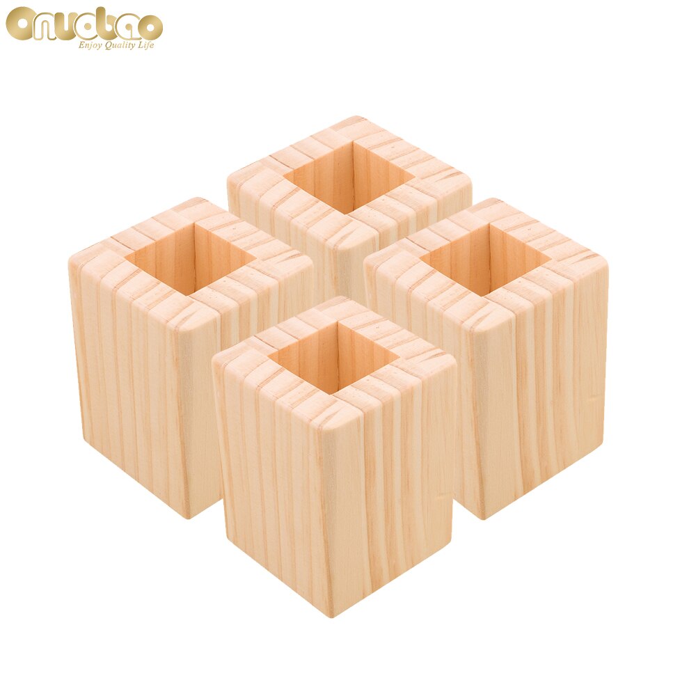 Onuobao 4 st trämöbler öka pad höja 5cm square spår för soffa förhöjt te bord skrivbord dator skrivbord garderob