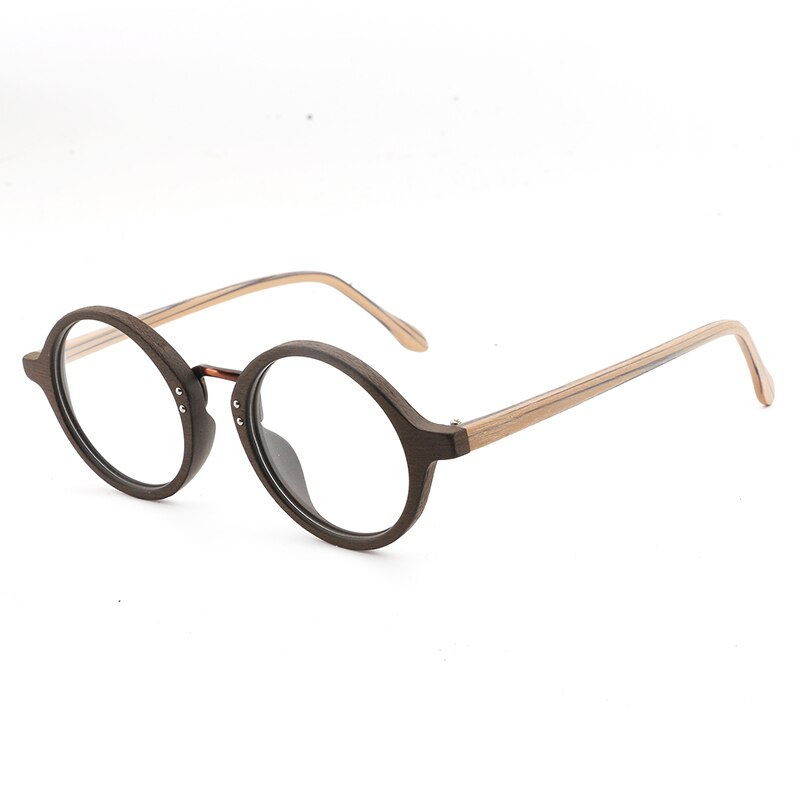 Azb Wooden Eyewear Frames Spectacle Retro Round Cl Grandado 1141