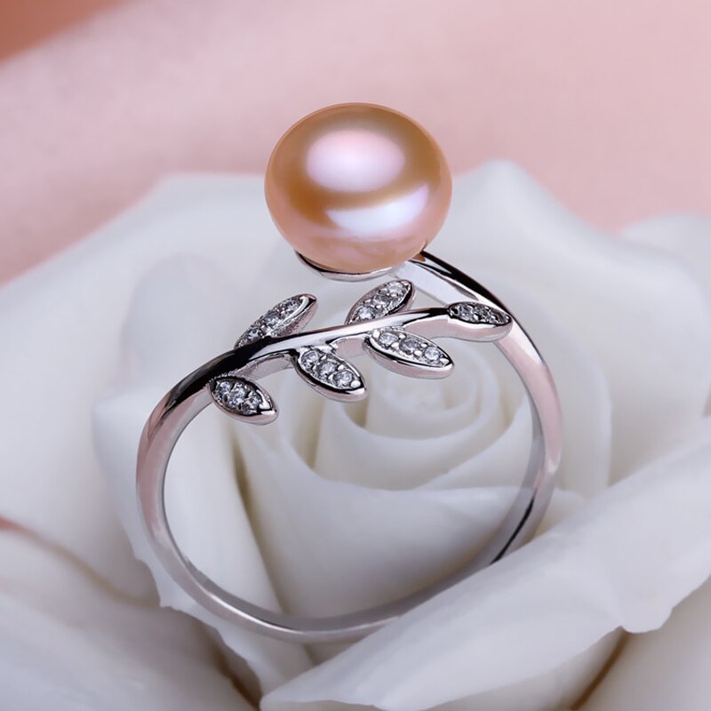 Moda anel de Pérola Natural de Água Doce branco preto cinza Deixa anel para as mulheres de Casamento/Presente Do Partido