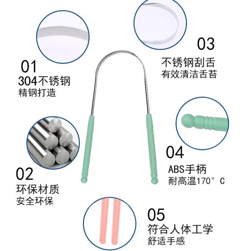 Tongreiniger Schraper Rvs Tong Cleaner Nuttig Frisse Adem Schoonmaken Gecoat Tong Tandenborstel Mondhygiëne Care