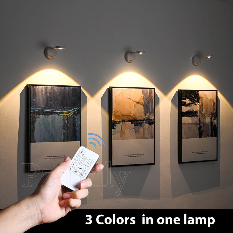 Holofotes usb recarregável inteligente sensor humano sem fio luz de parede regulável led holofote para iluminar pinturas fotos