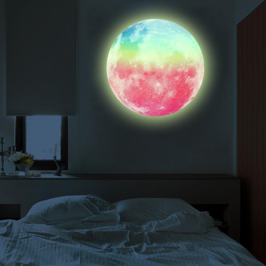 30 cm Lichtgevende Maan Vorm Gloeiende Muursticker Interieur voor Kinderkamer Slaapkamer Glow Stickers
