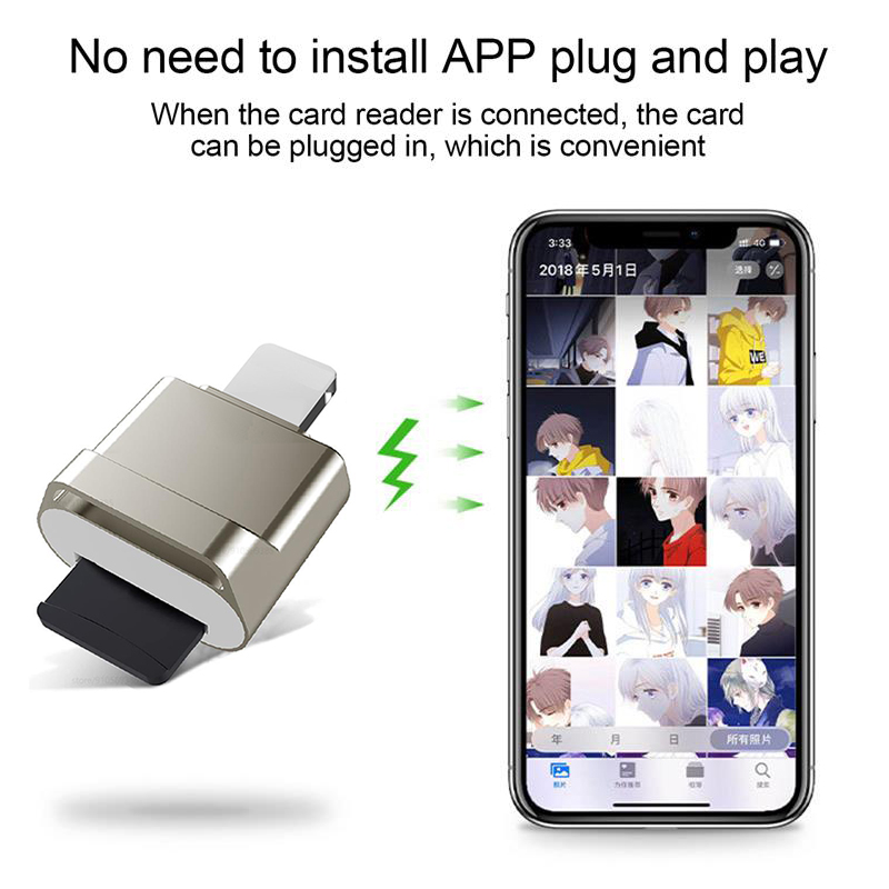 For iPhone Card Reader Micro SD TF Card Reader Adapter for iOS 13 Above System External OTG Memory Card Reader For iPhone 12 11