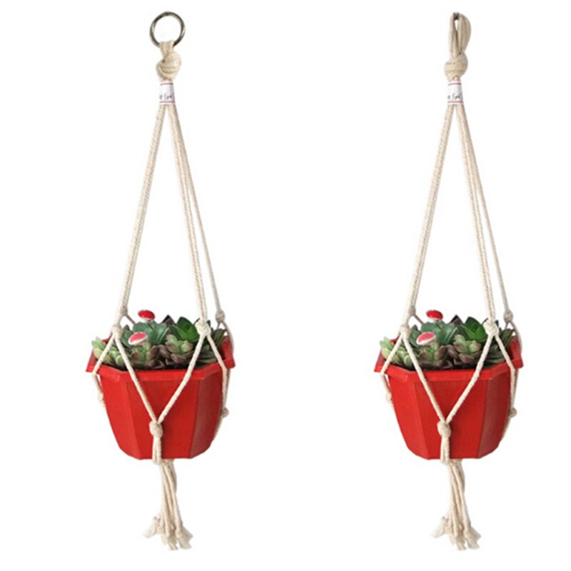 Vintage makrame planter bøjle krog urtepotteholder ben snor hængende reb vægkunst hjem have balkon dekoration