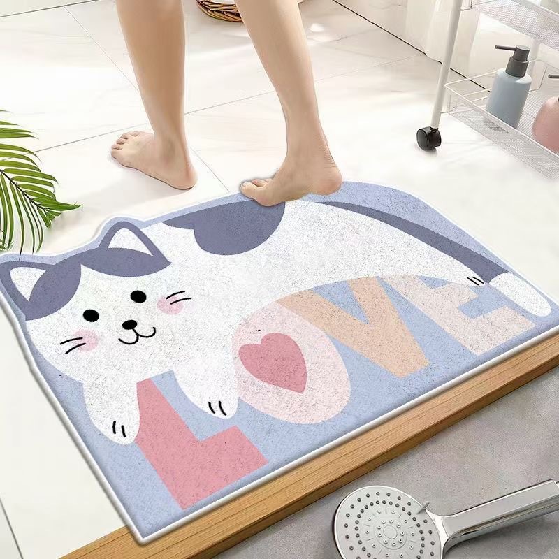 Panda Cartoon Hond Patroon Zachte Kussen Badmat Quick Dry Super Absorberende Non-Slip Badkamer Tapijt Diatomeeën Modder Tapijten waterdicht