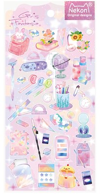 Cute Girls Style Epoxy Aesthetic Stickers Scrapbooking Material Junk Journal Photo Album Planner Diary Laptop Deco Sticker: stationery