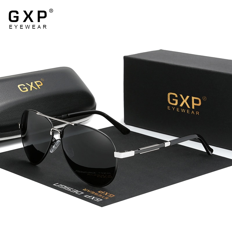 GXP Aluminum pilot Sunglasses Polarized Sun glasses Men And Women Mirror Photochromic Lens Anti-glare Driving Eyewear: Silver Gray