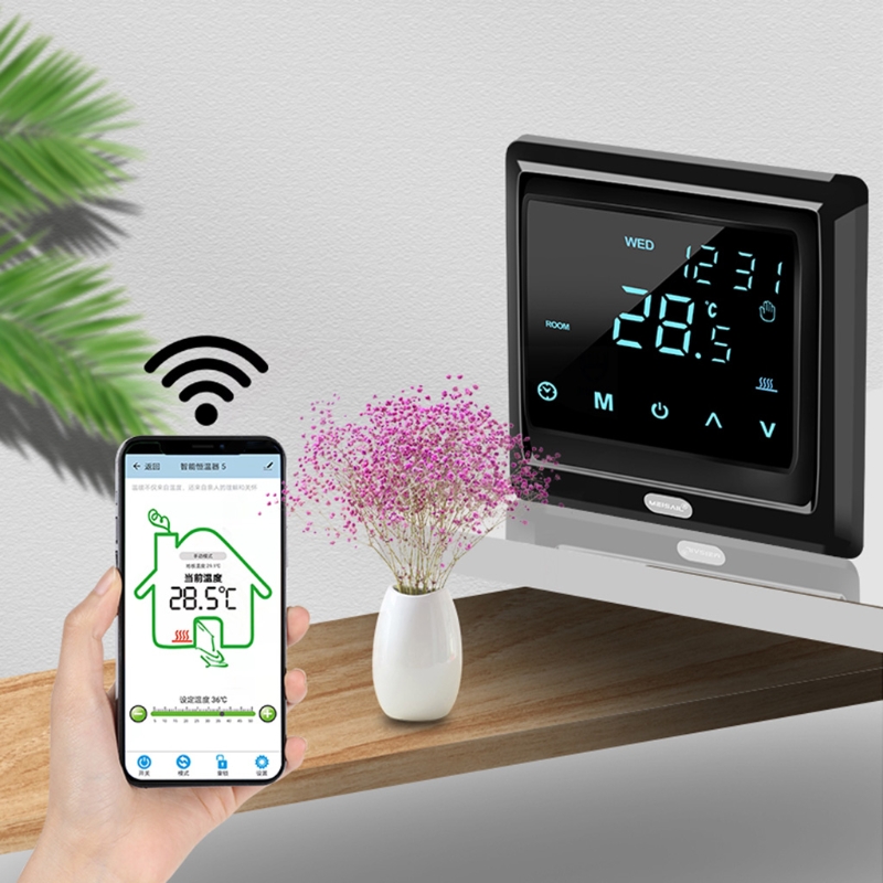 16A Wifi Smart Thermostat Digital Temperature Controller LCD Display Touch Screen for Wall Hanging Furnace Steam Room