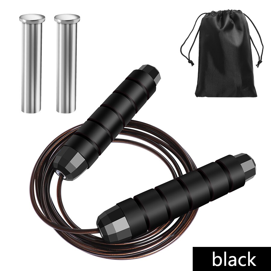Cuerda de saltar para deportes rodamiento cuerda de saltar sin enredos en el pie cuerda de saltar ajustable velocidad rápida Comba equipamiento de Fitness Crossfit: Black with bag