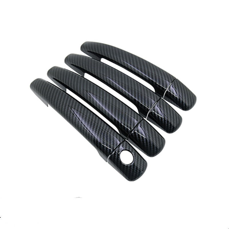 Para Peugeot 308 sw cc RCZ 2007 cromo fibra de carbono manija cubierta TRIM accesorios de estilo de coche: black for 4 door