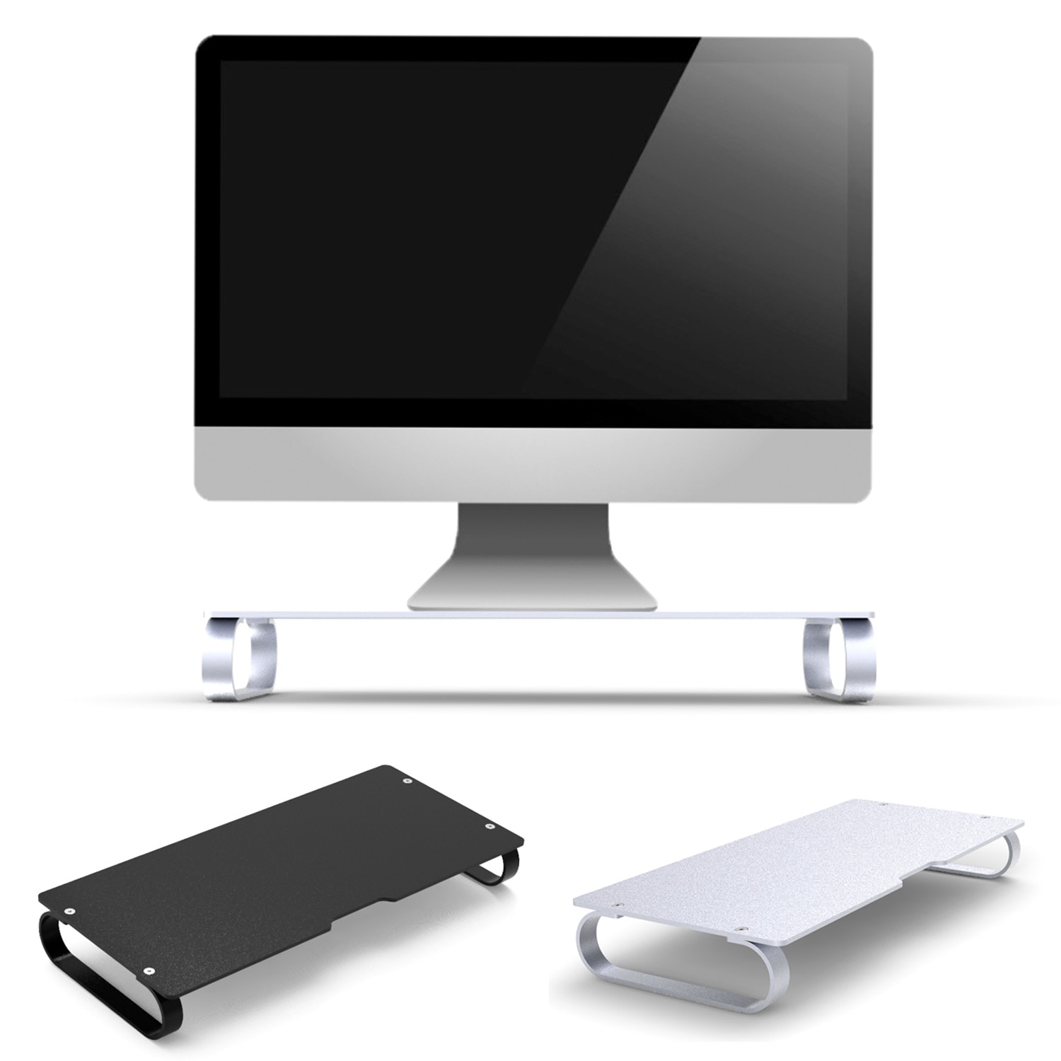 Besegad Universal Aluminium Computer Laptop Monitor Stand Dock Riser Bureau Organizer Voor Apple Imac Macbook Tv Projector
