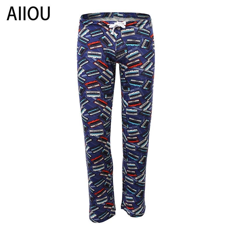 AIIOU Mens Thermal Underwear Men's Printed Polyester Loose trousers Jogging Pants Sweatpants Mens Long Johns Retro panties