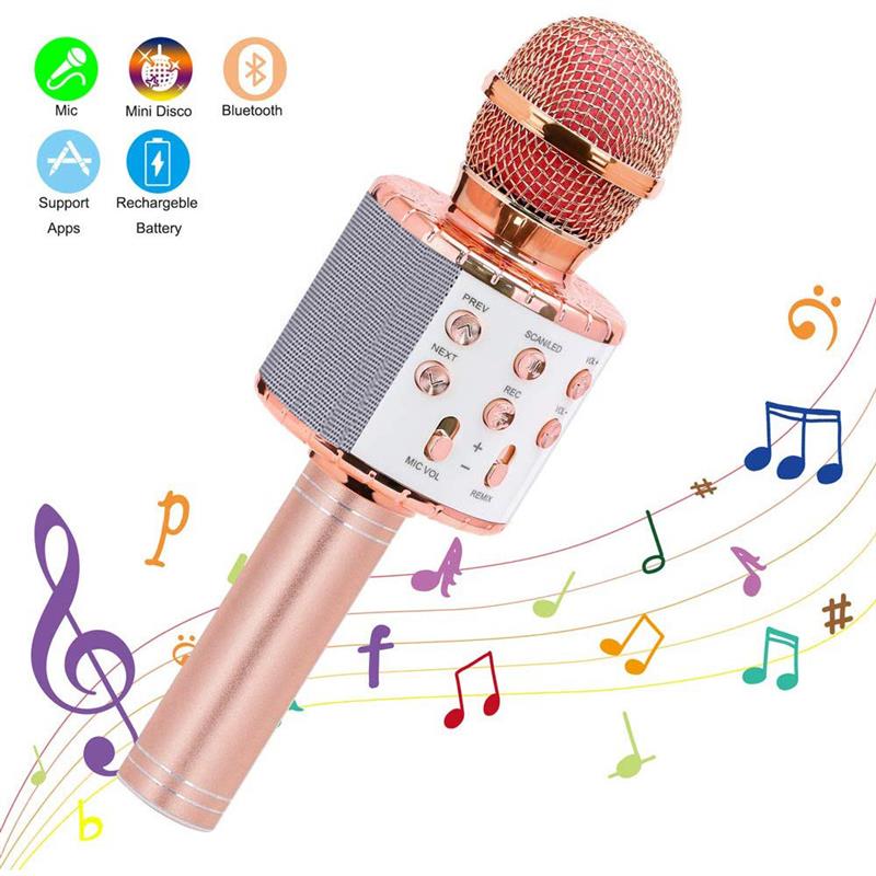 WS858 Portable Bluetooth Karaoke Microphone Wireless Speaker Home KTV Handheld Microphone