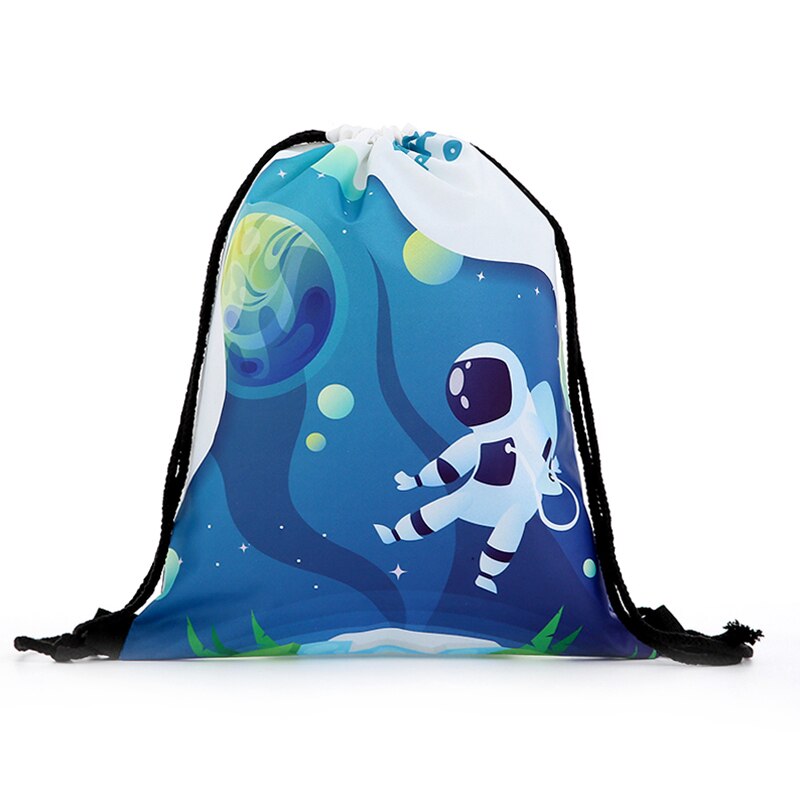 Sac à dos à cordon de serrage, imprimé, voyage, souple, pour homme, unisexe, pour femme, sac à bandoulière, sac à dos à lettres, bleu