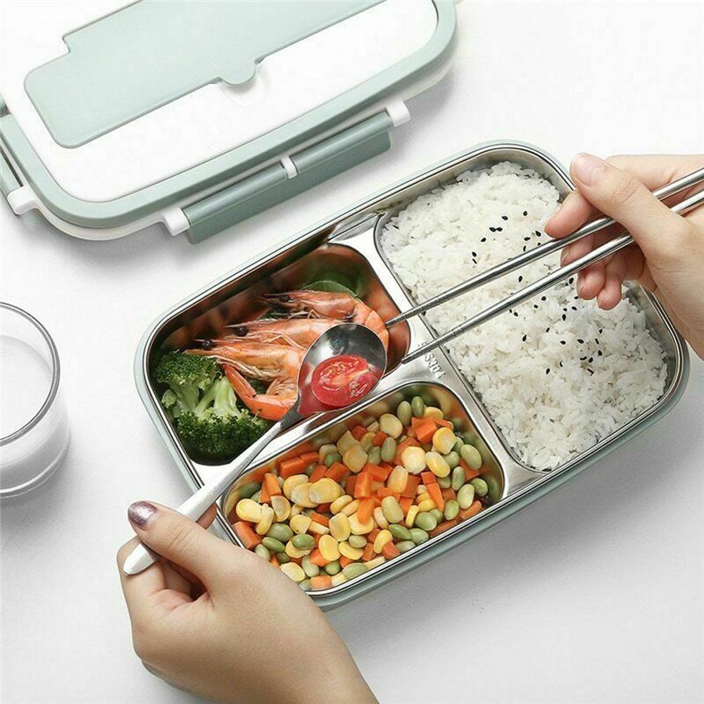 A Set 304 Stainless Steel Thermal Insulated Lunch Box Bento Food Container For Kids Women