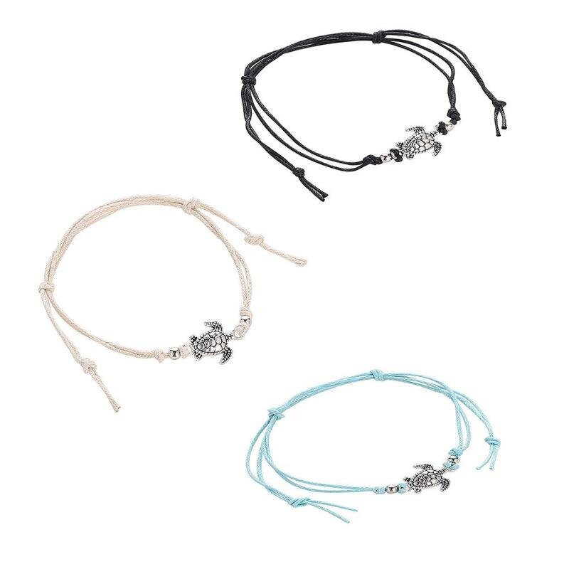 Boho Weave Turtle Pendant Anklets For Women Shell Anklet Bracelets On The Leg Bohemian Foot Ocean Jewelry