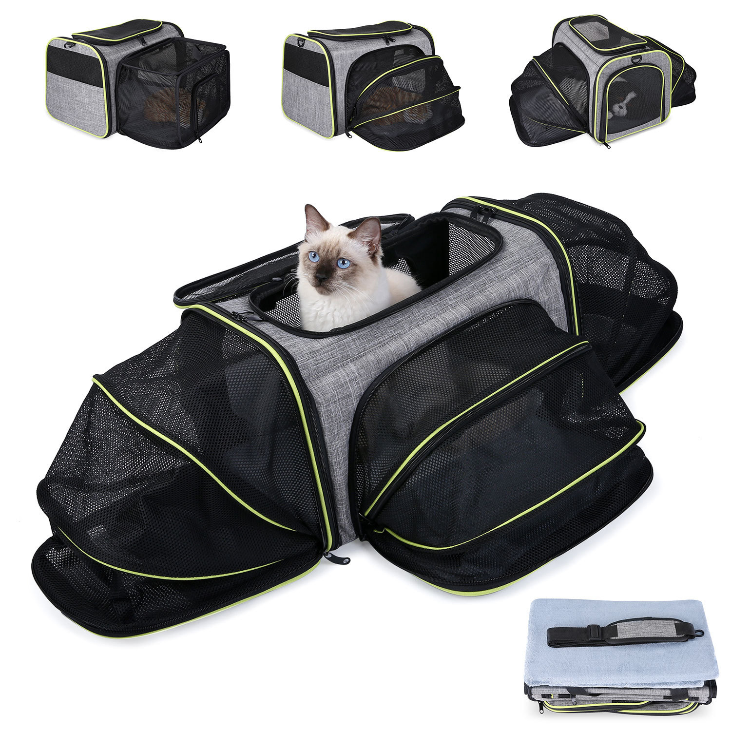 Luxury Expandable Cat Carrier Backpack Portable Small Pet Carrier Airline Approved Breathable Mesh Cat Backpack Carrier Foldable