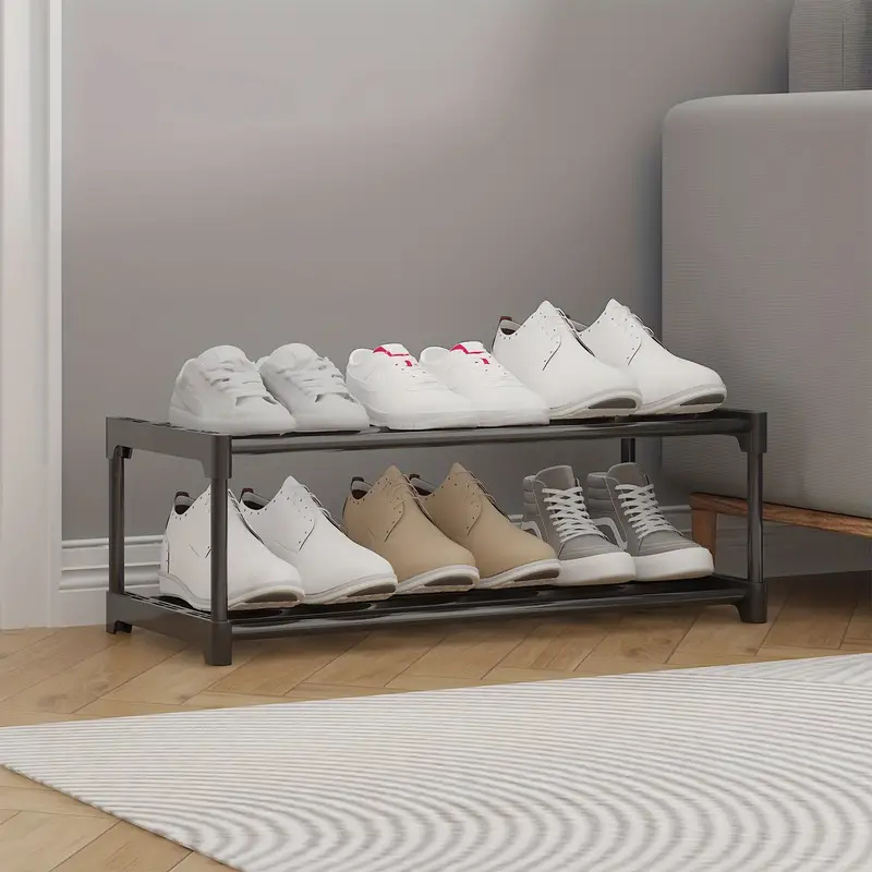 Schoenenrek voor kast, verstelbaar schoenenrek voor kleine ruimte, kleine schoenenorganizer voor voordeur, stevig metaal, voordeur: Mixed Color