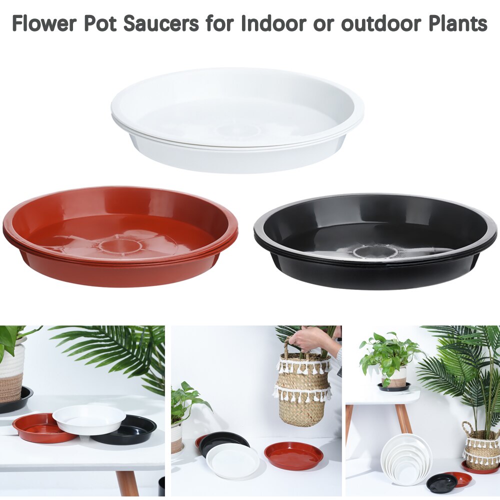 3Pcs Durable Kunststoff Pflanze Untertasse Heavy Duty Drip Trays Kunststoff Tray Untertassen Runde Blume Topf Indoor Outdoor Garten Zubehör