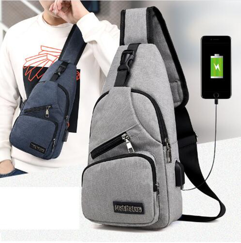 men's Chest Bag Shoulder Bags USB Charging Bags Men Anti Theft School Summer Short Trip Messengers Bag