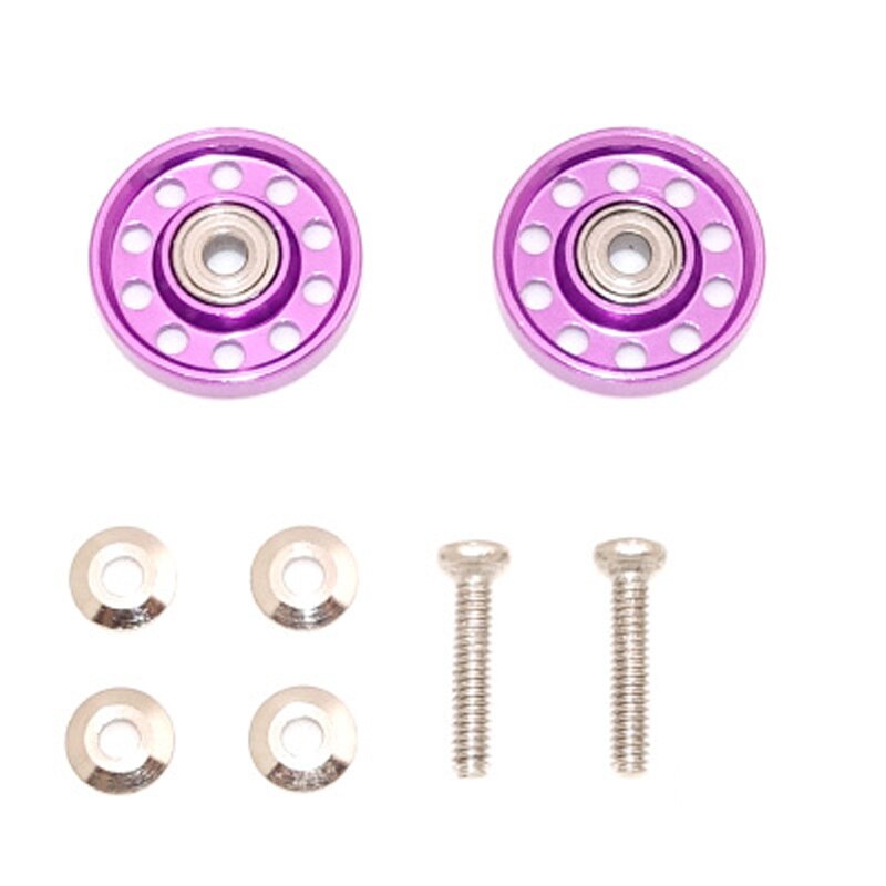 1 set of aluminium alloy 10 holes 13mm rollers for tamiya mini 4wd racing car 1/32 scale: purple